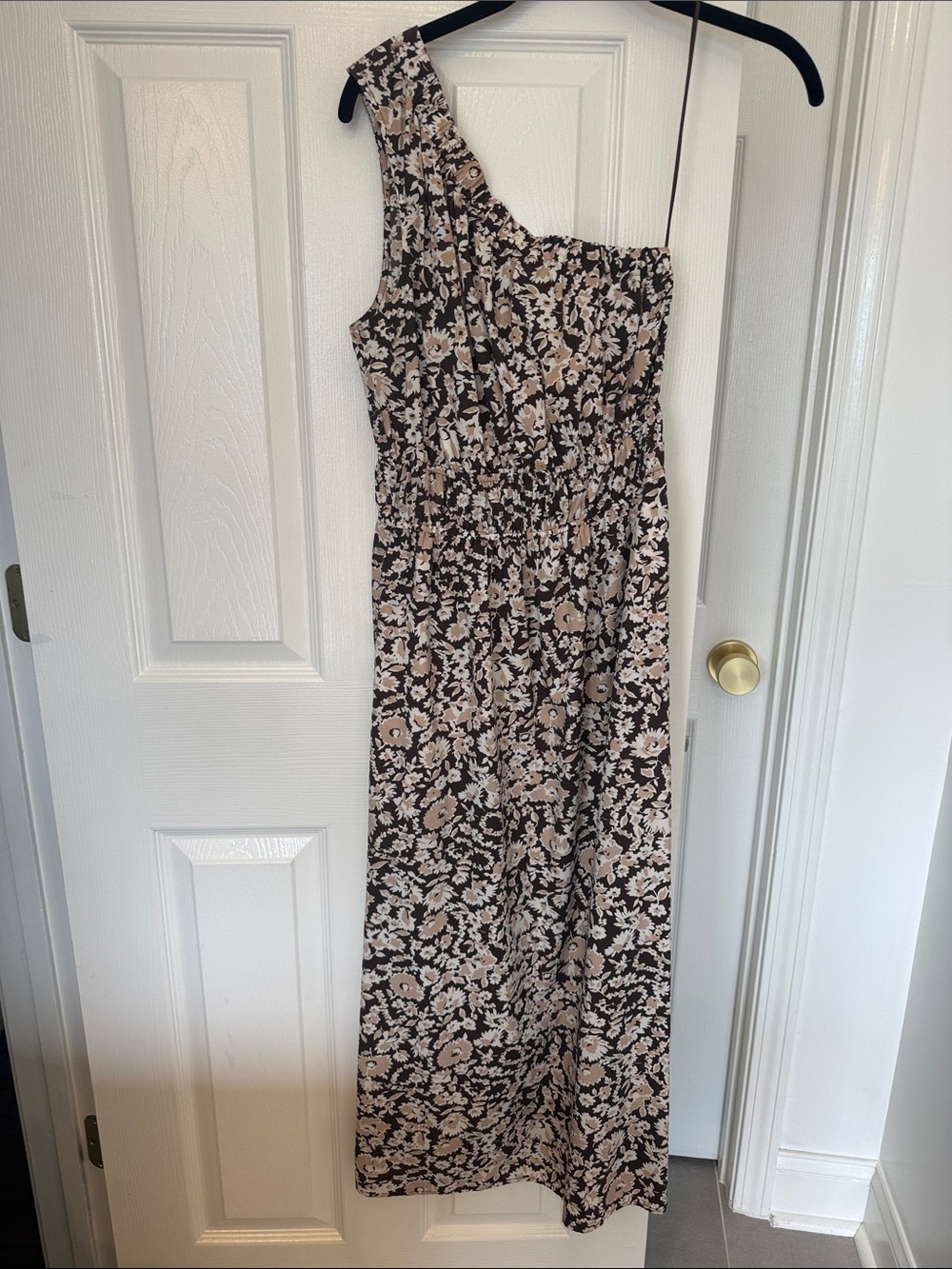 Rails Black and Cream One-Shoulder Floral Maxi Dress